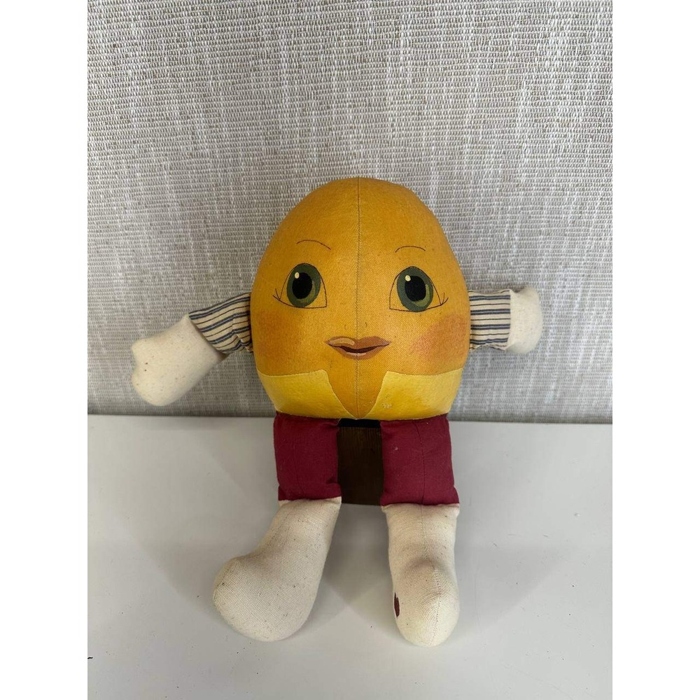 Vintage Humpty Dumpty Hand Painted Fabric Plush Doll Nursery Rhyme 036‎ (116)
